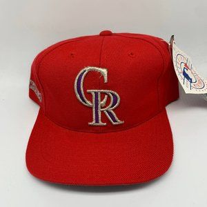 Vintage‎ Colorado Rockies MLB Wool Drew Pearson Hat Strapback Cap Red New Men